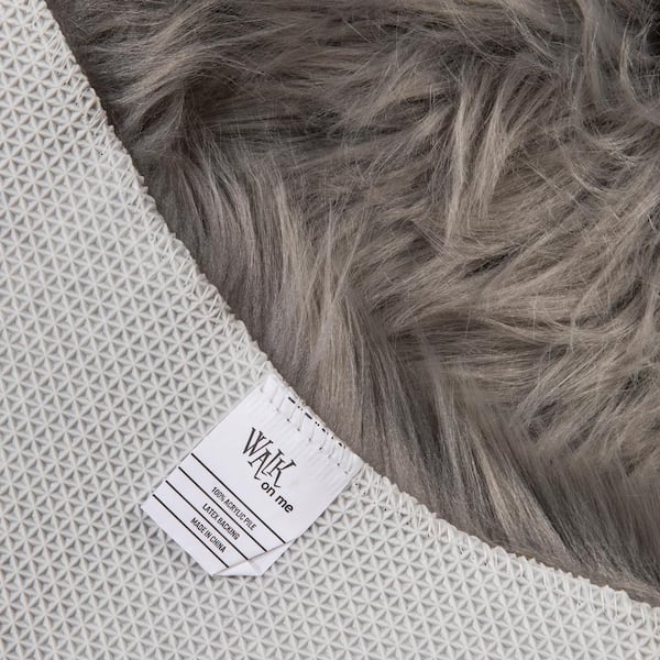 Walk on Me Gray 6 ft. x 9 ft. Faux Fur Luxuriously Soft and Eco Friendly Area Rug