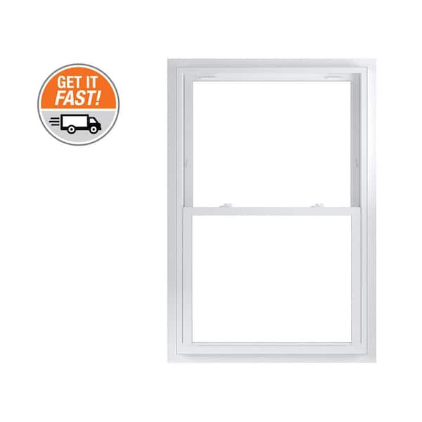 37.75 in. x 56.75 in. 70 Series White Double Hung Low-E Argon Glass Vinyl Fin with J Window, Screen Incl