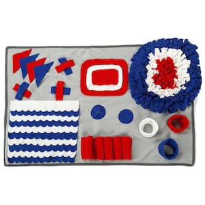 Sniffer Snack' Interactive Feeding Pet Snuffle Mat in Grey/Red/Blue