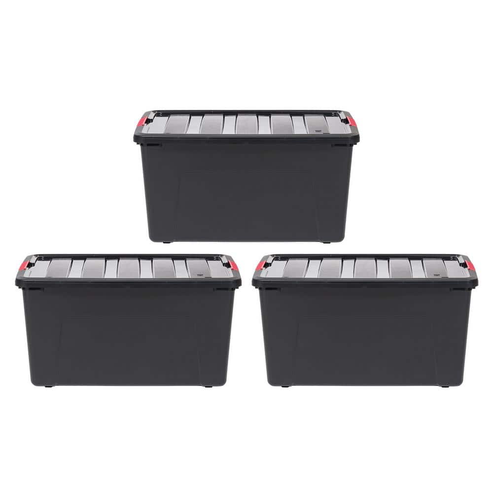 12 qt. Stack and Pull Clear Storage Box with Lid in Gray