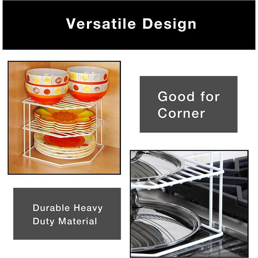 White 3-Tier Kitchen Corner Shelf Rack with PE Finish