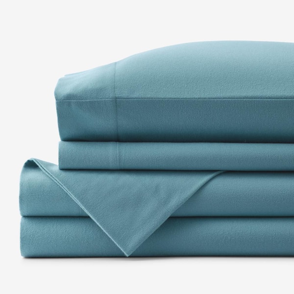 The Company Store Legends Hotel 3-Piece Atlantic Blue Velvet Flannel Twin Sheet Set