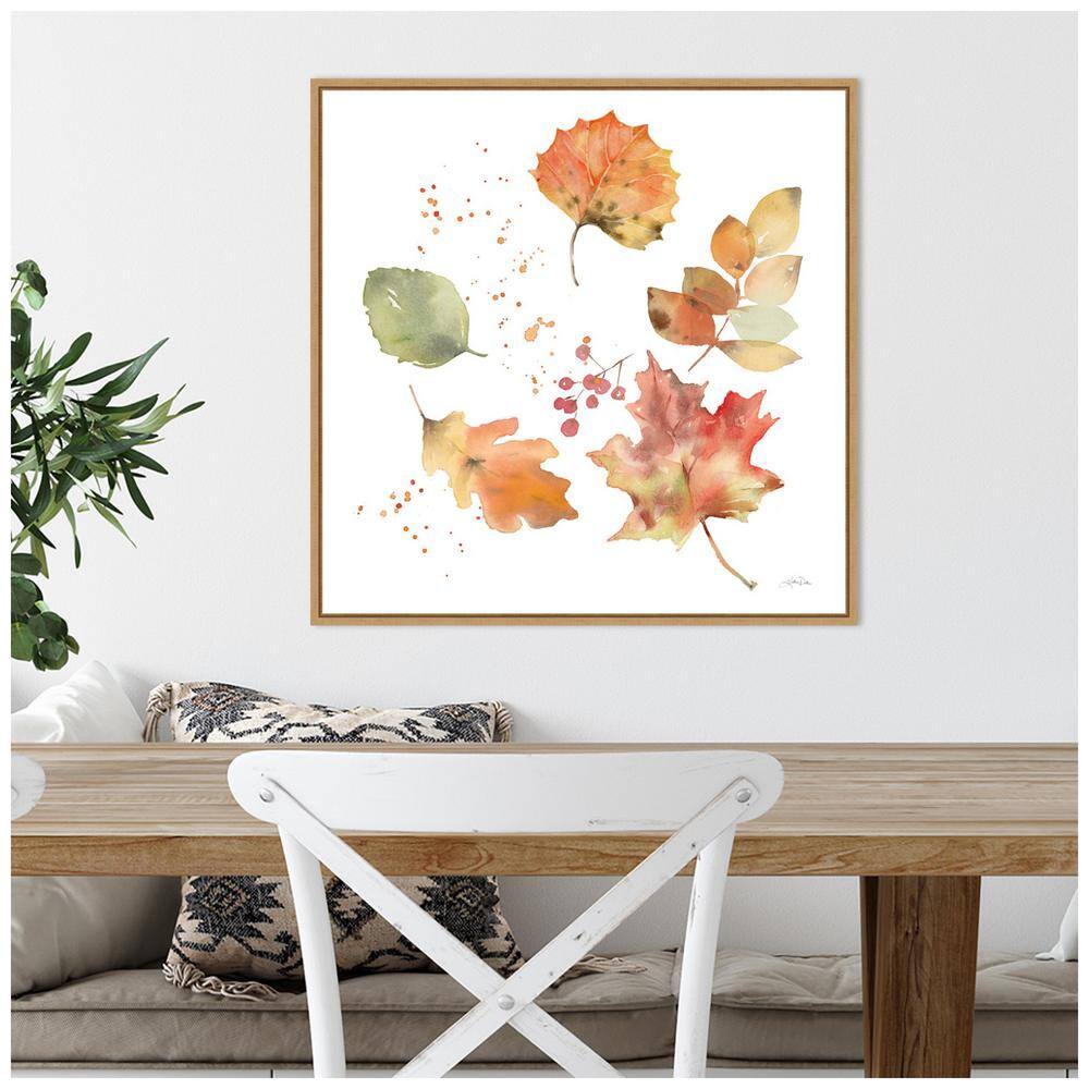22''x22'' Autumn Leaves Framed Canvas Wall Art