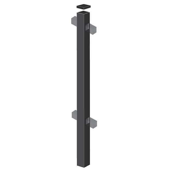 Barrette Outdoor Living Beechmont Heavy-Duty 2-1/2 in. x 2-1/2 in. x 5-7/8 ft. Black Aluminum Fence Line Post