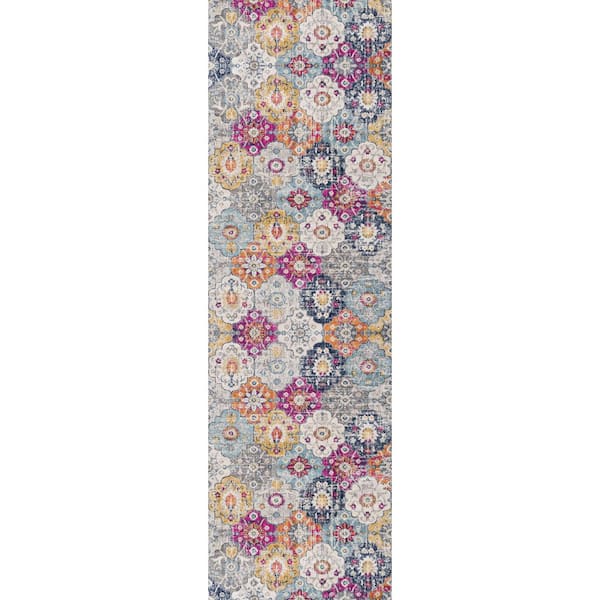 Savannah Rust Grey, Contemporary 2 ft. x 19 ft. Mid-Century Modern Indoor Runner Rug