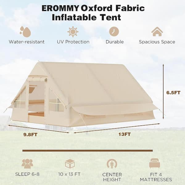  Inflatable Tent Camping Tent, Family Glamping House Tent,  Luxury Outdoor Cabin Tent, Waterproof Windproof Oxford Tent for 6-8 Person  with Pump : Sports & Outdoors