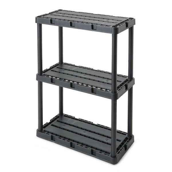 Gracious Living 4 Shelf Knect-A-Shelf Solid Light Duty Storage Unit, Black  3 Pck