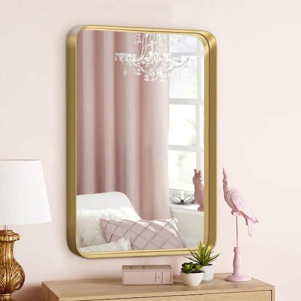 Lirago 26 in. W x 38 in. H Deep Frame Wall Decorative Mirror in Gold