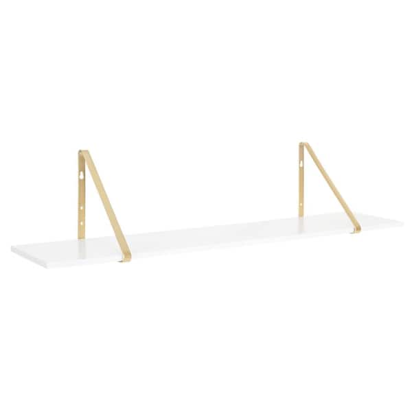 Kate and Laurel Soloman 38 in. x 8 in. x 8 in. White/Gold Decorative Wall Shelf