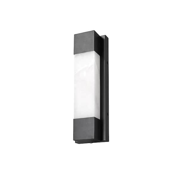 Cloud Stone 16 in. 1 Light Matte Black LED Vanity Light Bar with Natural Spanish Marble and 5CCT Dimmable Feature