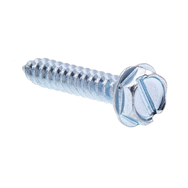 Prime-Line #10 X 1 in, Zinc Plated Steel Sheet Slotted Drive Hex Washer Head Self-Tapping Metal Screws (50-Pack)
