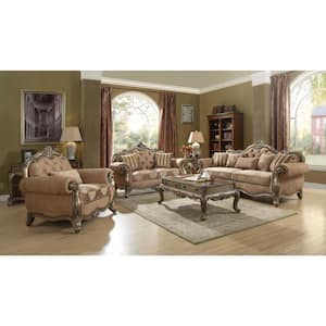 Amelia 42 in. Brown Linen Arm Chair