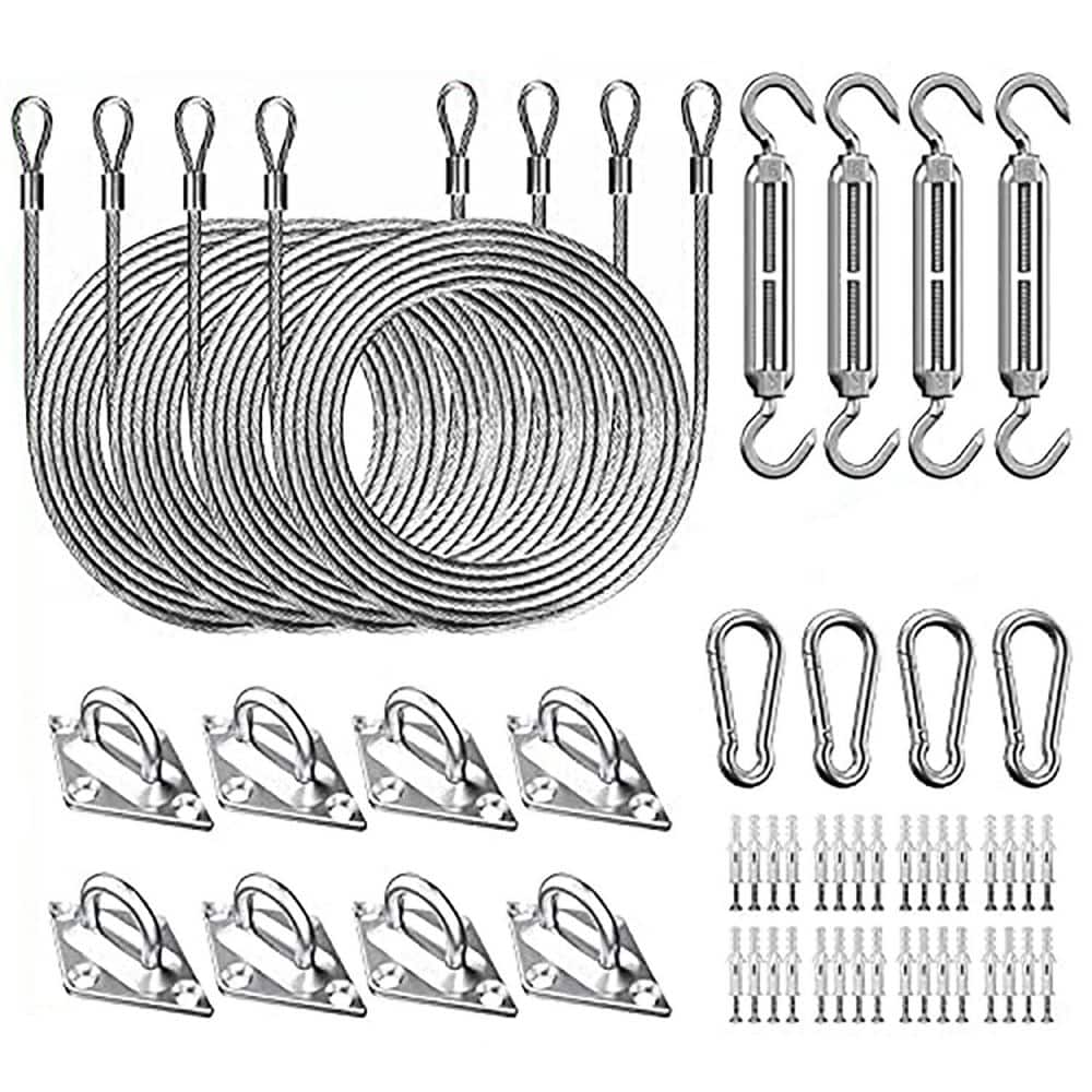 6 in. Stainless Steel Sun Sail Hardware Kit with 48 Ft Vinyl Coated Wire Ropes for Deck Railing Installation price history on PriceWatchPro
