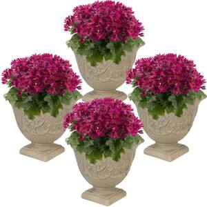 16 in. Beige Darcy Poly Flower Pot Planter (4-Pack)