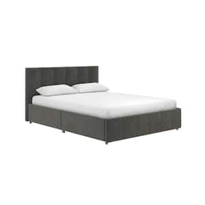 Ryan Gray Velvet Queen Upholstered Bed with Storage
