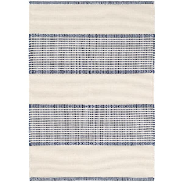 La Mirada Handwoven Cotton Navy 10 ft. x 14 ft. Indoor Area Rug