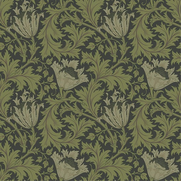 A-Street Prints Anemone Floral Trail Green Non-Pasted Non Woven Wallpaper