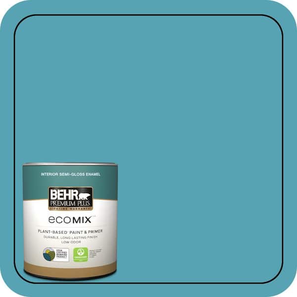 1 qt. #M470-5 Explorer Blue Semi-Gloss Enamel EcoMix Plant-Based Interior Paint & Primer