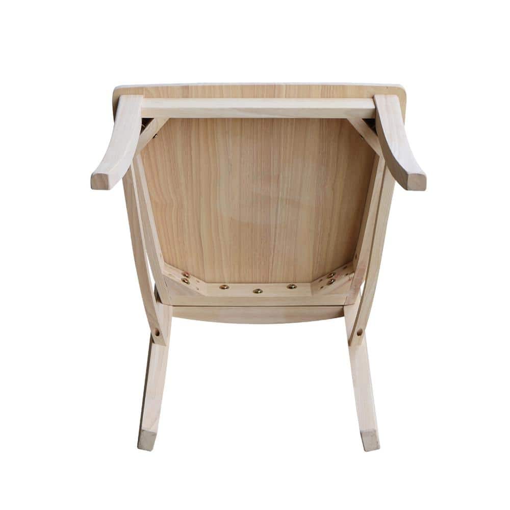 Set of 2 Unfinished Wood Cross Back Dining Chairs