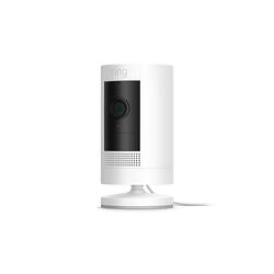 Ring Stick Up Cam Plug-In - Indoor/Outdoor Smart Security Camera with Two-Way Talk, Color Night Vision, Live View, White