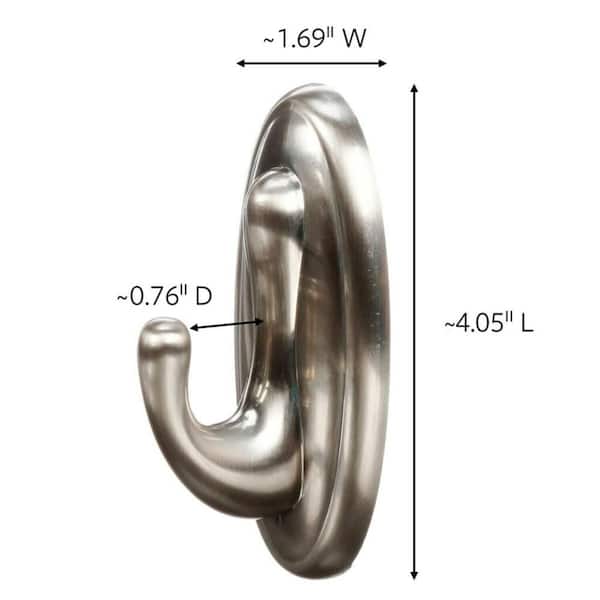 5 lb. Large Brushed Nickel Traditional Hook (1 Hook, 2 Strips)