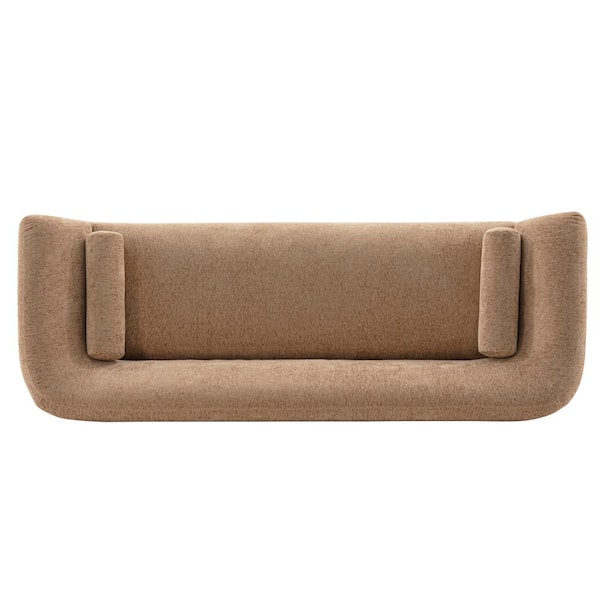 Manhattan Comfort Contemporary Ulka Boucle Sofa with Pillows in Light Brown Manhattan Comfort Contemporary Ulka Boucle Sofa with Pillows in Light Brown