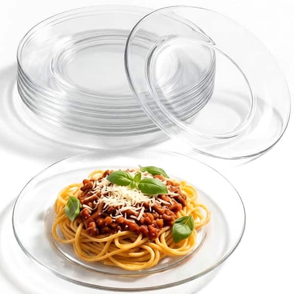 8-Pack Glass Dessert Plates, 7.5 in. Clear Salad and Appetizer Plates, Snack Fruit Dinner Serveware
