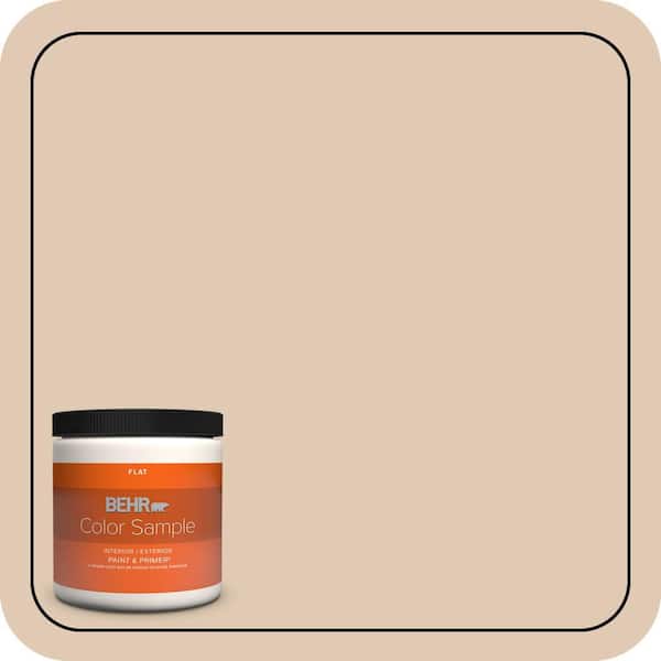BEHR PREMIUM PLUS 8 oz. #290E-2 Oat Cake Flat Interior/Exterior Paint & Primer Color Sample