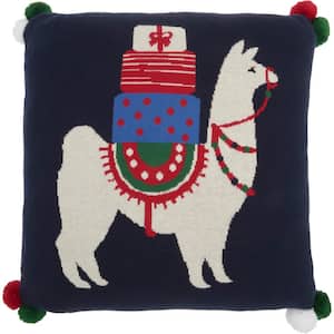 Holiday Multicolor Llama 20 in. x 20 in. Throw Pillow