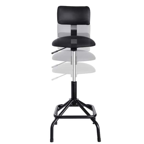 29.5 in. Adjustable Height 360° Swivel Work Mechanic Shop Stool with Backrest, 330 lb. Capacity