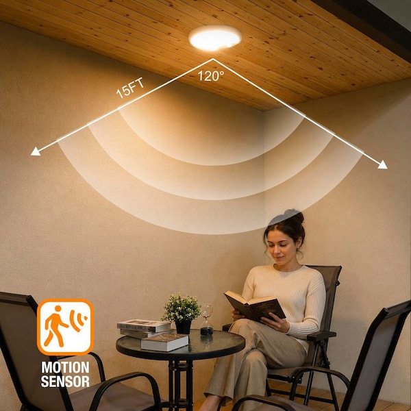 HDX 9in Round Matte White LED Flush Mount Light, 3000-5000K Color