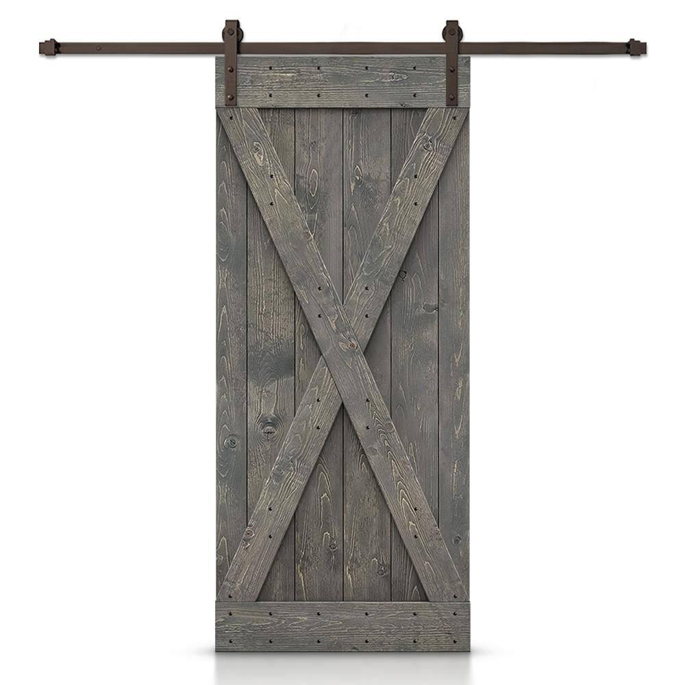 34 in. x 80 in. X Series Solid Core Weather Gray Stained DIY Wood Interior Sliding Barn Door with Hardware Kit price history on PriceWatchPro