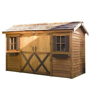 Longhouse 13 ft. W x 11 ft. D Wood Shed with double door (120 sq. ft.)