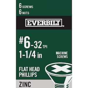 #6-32 x 1-1/4 in. Phillips Flat Head Zinc Plated Machine Screw (6-Pack)