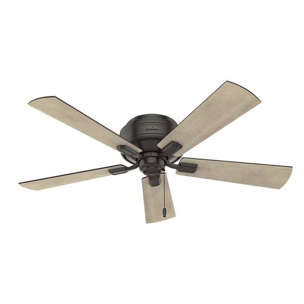 Hunter Crestfield 52-in Noble Bronze LED Indoor Flush mount Ceiling Fan with Light Kit (5-Blade)