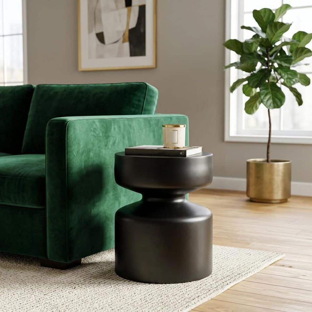 17.75 in. Black Round Metal Pawn Shaped Stool