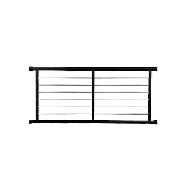 Cornell 36 in. H x 72 in. W Textured Black and Silver Horizontal Aluminum Rod Straight Railing Kit