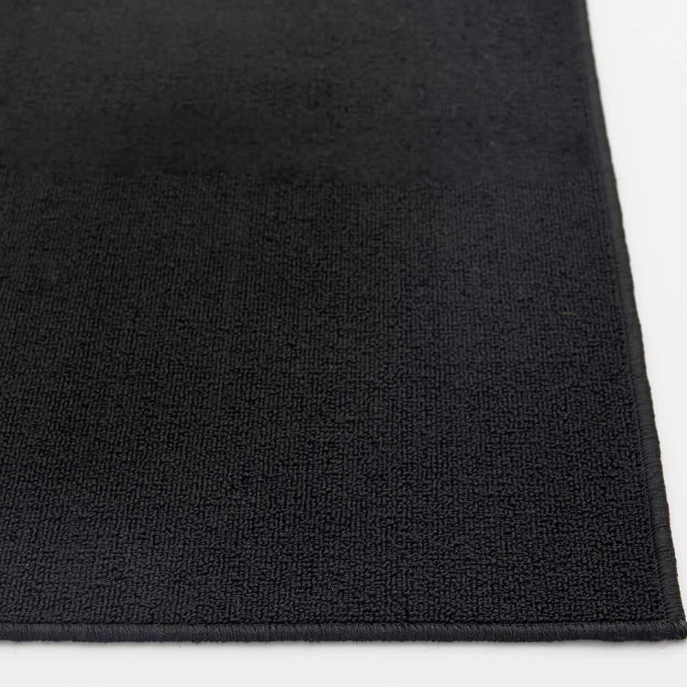 Black Rectangular Tufted Synthetic Indoor Area Rug