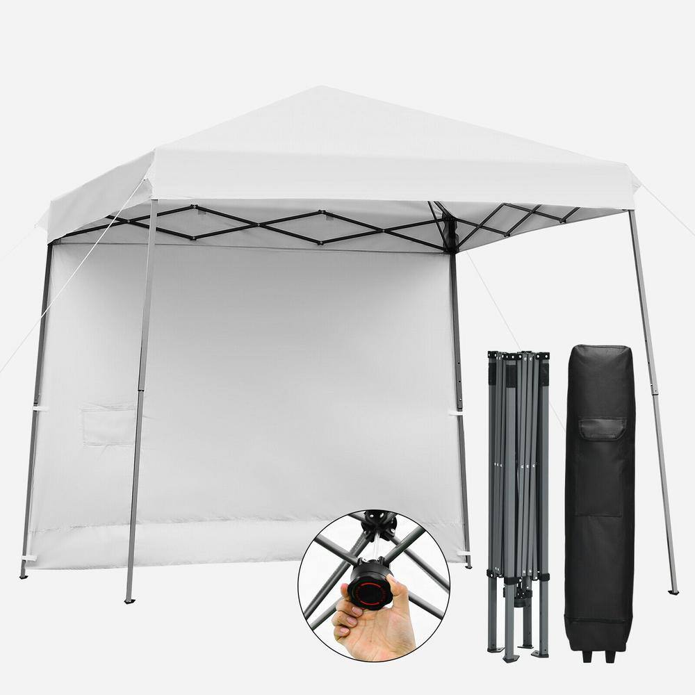 FORCLOVER 10 ft. x 10 ft. Pop Up Tent Slant Leg Canopy with Detachable Side  Wall in White CWT-24C1010WH - The Home Depot