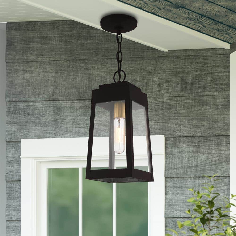 Oslo Clear Glass and Bronze 1-Light Outdoor Pendant