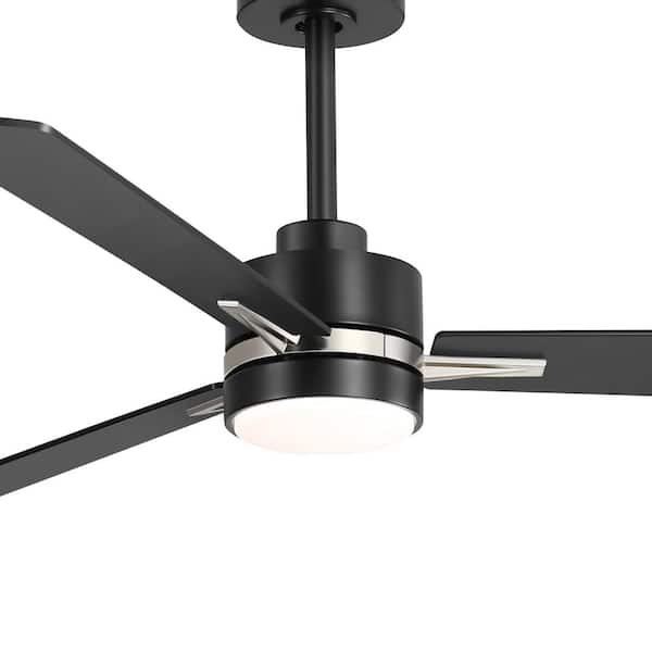 Breezary Maria 52 in. Indoor Black/Nickel Ceiling Fan with Integrated LED Light and Remote Control Included