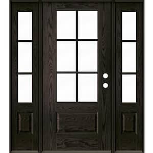 UINTAH Farmhouse 64 in. x 80 in. 6-Lite Left-Hand/Inswing Clear Glass Baby Grand Stain Fiberglass Prehung Front Door/DSL