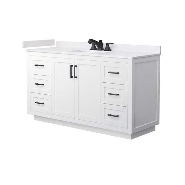 Miranda 60 in. Single Freestanding White Bath Vanity with White Cultured Marble Top Assembled
