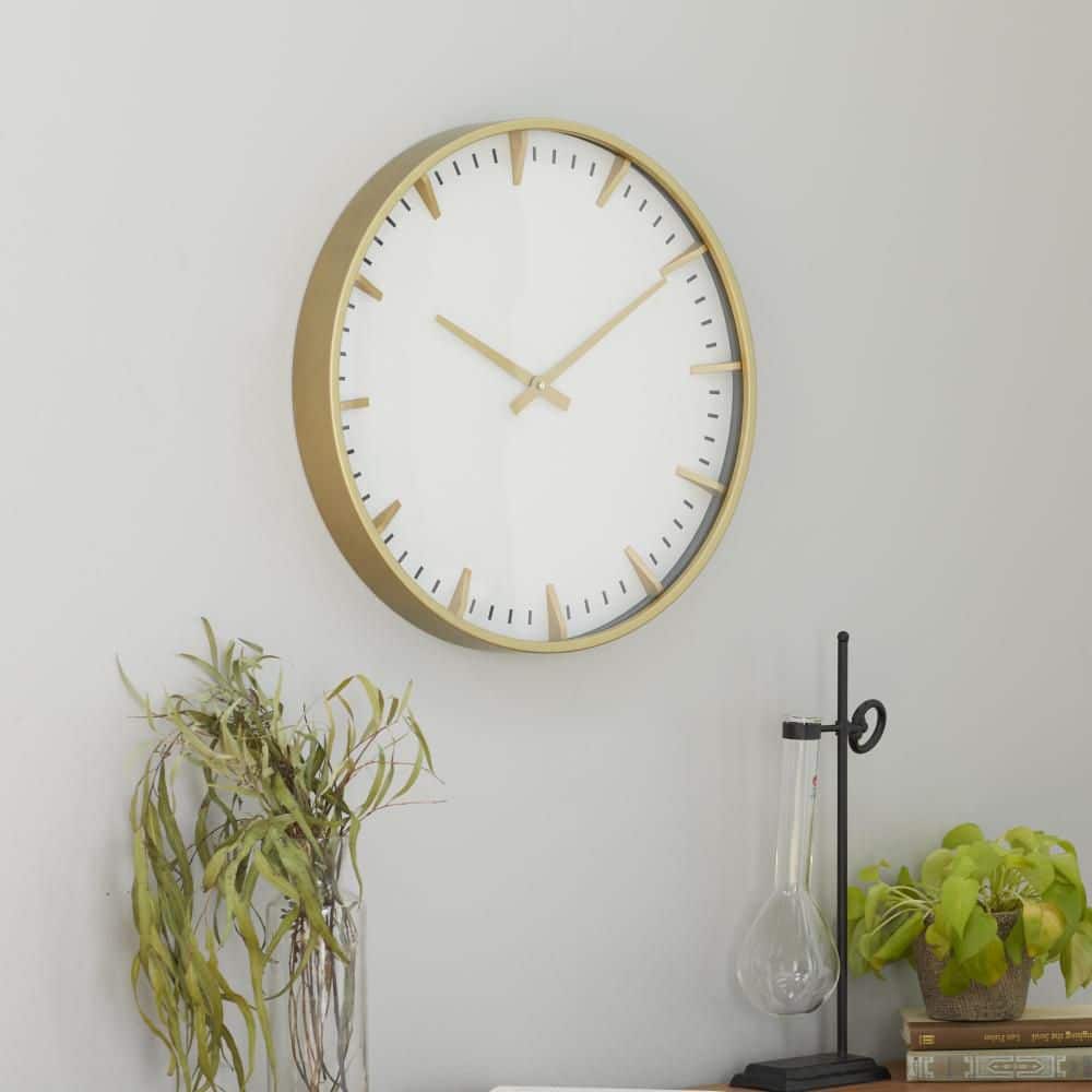 Litton Lane 20 in. x 20 in. Gold Glass Wall Clock with Gold