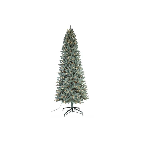 Santa's Workshop 9 ft. Artificial Christmas Tree Blue Spruce Slim, 450 ...