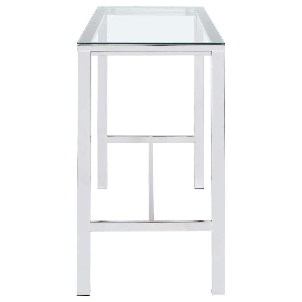 Contemporary Silver Glass Top Rectangular Bar Table
