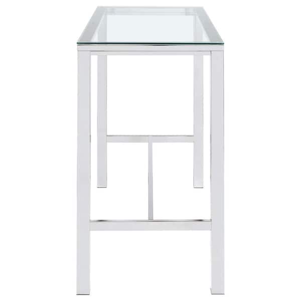 Coaster H Rectangle Chrome Clear Glass Top Bar Table