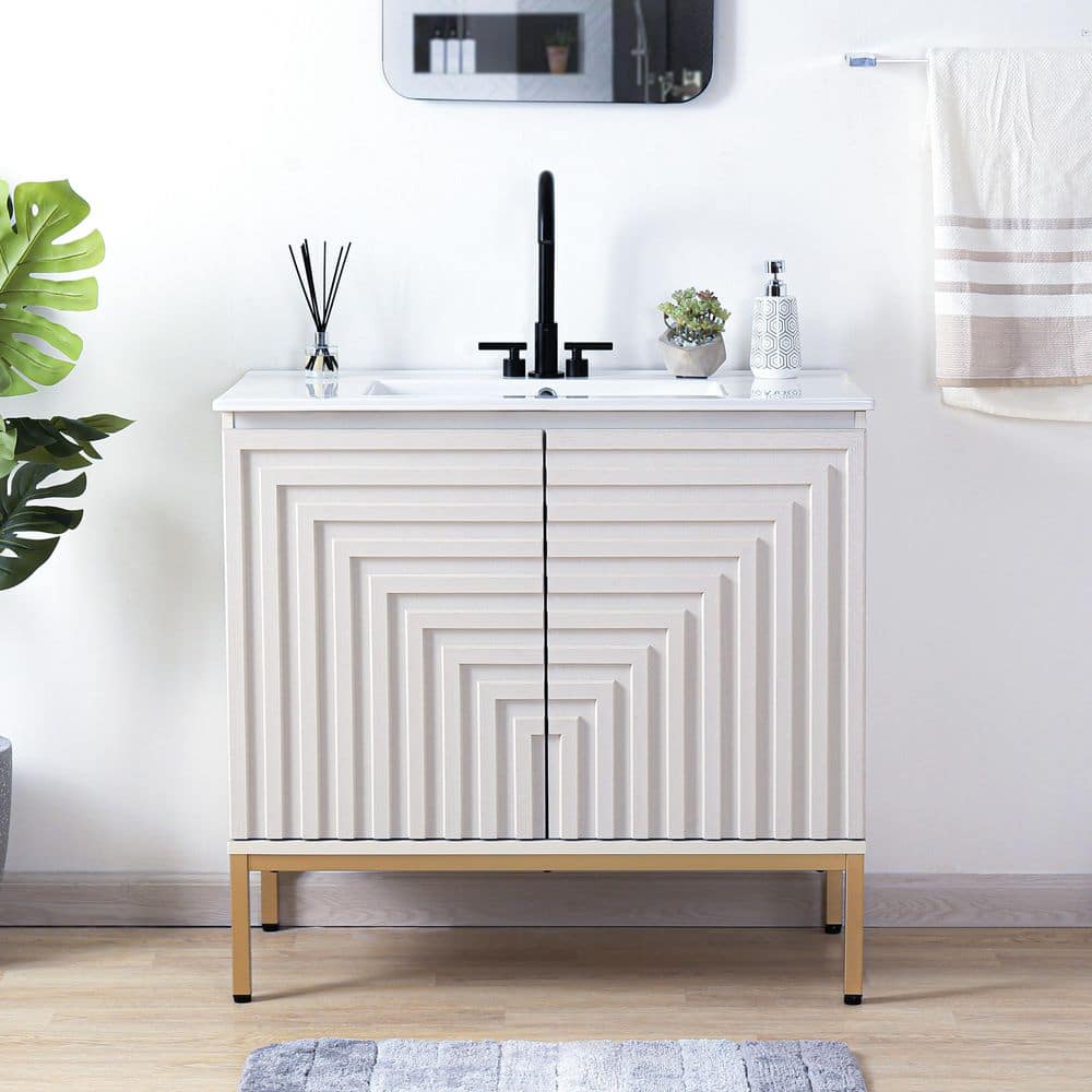 JONATHAN Y Rowan 36 in. W x 18 in. D x 33 in. H Geometric Modern ...