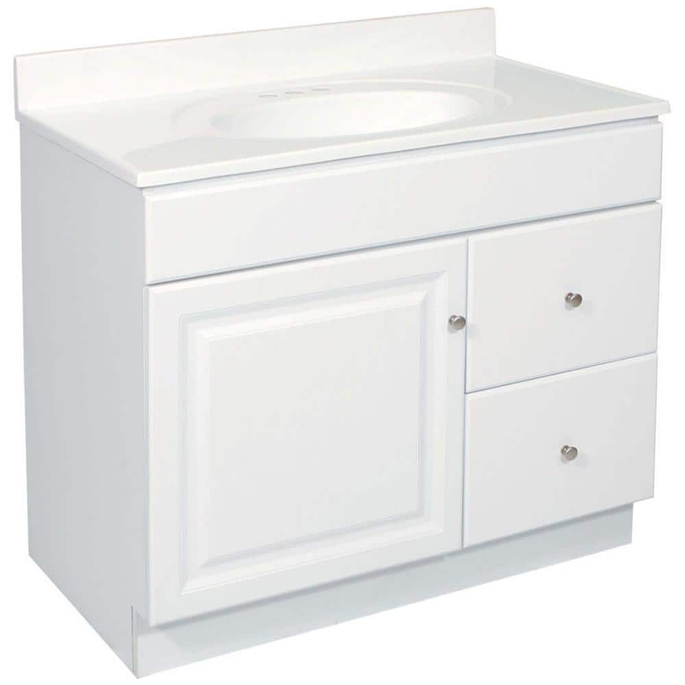 Wyndham 36-Inch White Freestanding Bathroom Vanity Cabinet