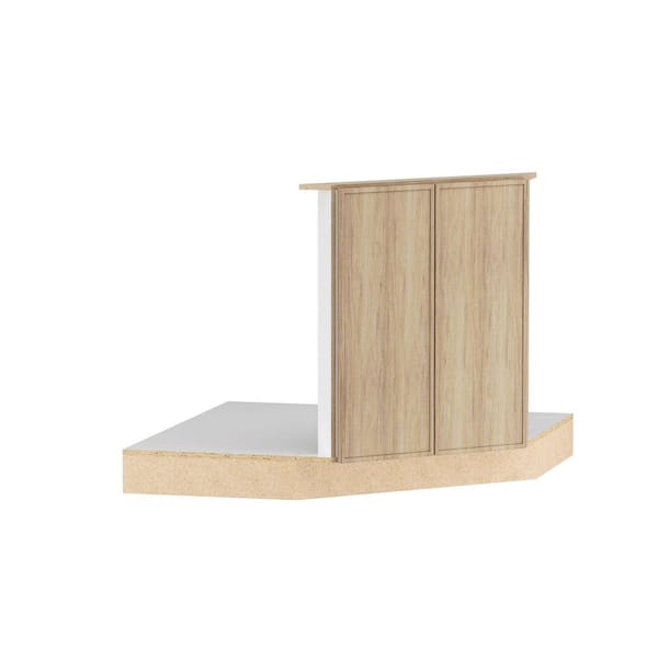 Designer Series Renly 42 in. W x 24 in. D x 34.5 in. H Partially Assembled Slim Shaker Corner Sink Cabinet in Sandstone